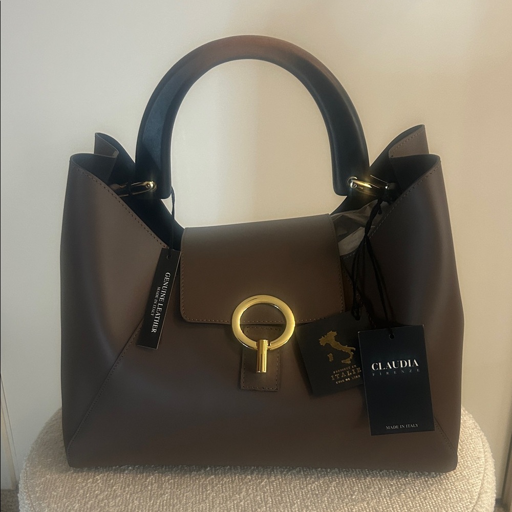 Claudia Firenze Elegant Brown Satchel Crossbody Bag